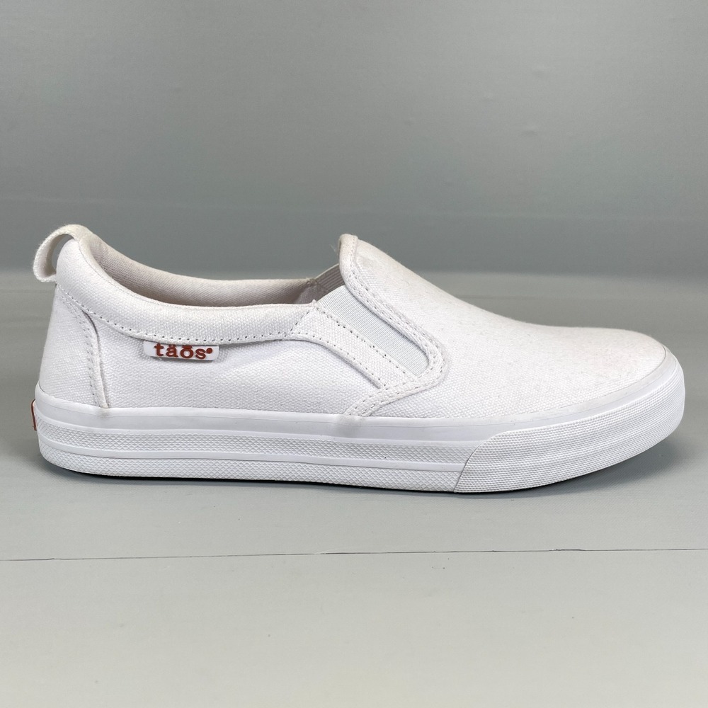 Taos Rubber Soul Sneakers Womens Size 6.5 White Canvas Slip On Comfort Shoes
